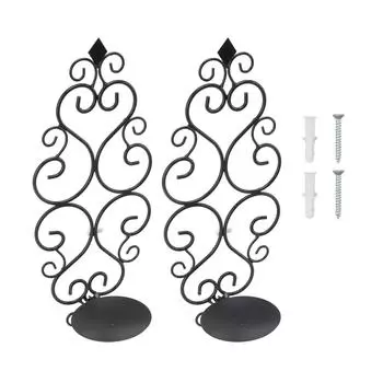 2 шт. Подсвечник Изысканный классический стиль Черный железный настенный подсвечник для гостиных