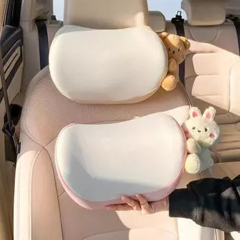 2 шт. подушка для поддержки шеи из пеноматериала с эффектом памяти, подушка для подголовника автомобильного сиденья, износостойкая дышащая ткань, моющаяся подушка для подголовника автомобиля, декор Rabbit