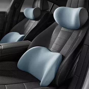 2 шт. подушка для шеи и поясничная поддержка из пены с эффектом памяти, эргономичный подголовник для автомобильного сиденья и поясничная подушка для облегчения боли в шее и спине чёрный