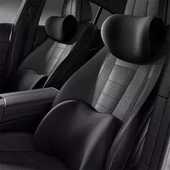 2 шт. подушка для шеи и поясничная поддержка из пены с эффектом памяти, эргономичный подголовник для автомобильного сиденья и поясничная подушка для облегчения боли в шее и спине чёрный