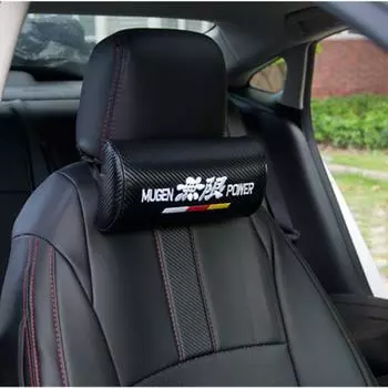 2 шт., подушка для шеи Mugen Power, черная подушка для автомобильного сиденья из углеродного волокна, гоночный подголовник чёрный
