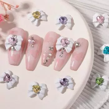 2 шт. Подвески для дизайна ногтей, изысканные многофункциональные украшения, стильный маникюр с бантом для домашнего использования жёлтый