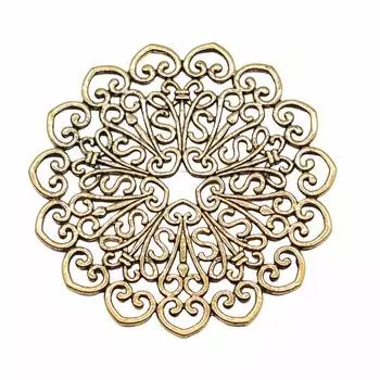 2 шт. Подвески с рисунком мандалы, ювелирные компоненты, аксессуары, античное золото, цвет цинкового сплава, 53X53 мм
