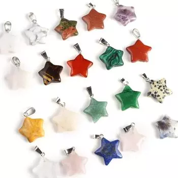 2 шт. подвески со звездами ручной работы, кулон из натурального камня, кварцевый агат, бирюзовый драгоценный камень, подвески для изготовления ювелирных изделий, аксессуары «сделай сам», 20x22 мм 2Pcs/20x22mm