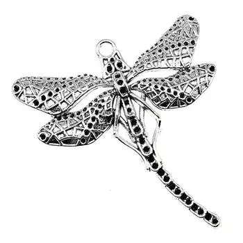 2 шт. Подвески в виде стрекозы женские ювелирные изделия антикварного серебряного цвета брендовые: WYISYWG 53x50 мм