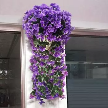 2 шт. подвесная искусственная фиолетовая лоза устойчивая к ультрафиолетовому излучению искусственные свисающие цветочные растения пластиковый плющ для дома, свадьбы, внутреннего и наружного сада, двора, украшения белый