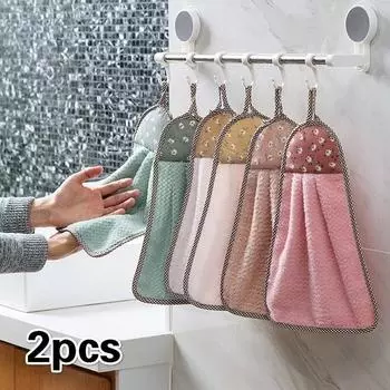 2 шт./подвесное стираемое полотенце, милое впитывающее полотенце, бытовая тряпка для ванной комнаты, туалета и кухни, для мытья посуды H розовый