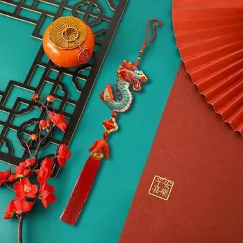 2 шт., подвесное украшение в виде китайского дракона с кисточками, 2024 год, фестиваль весны Дракона, Новый год, 3D подвесной орнамент ручной работы с драконом, кулон