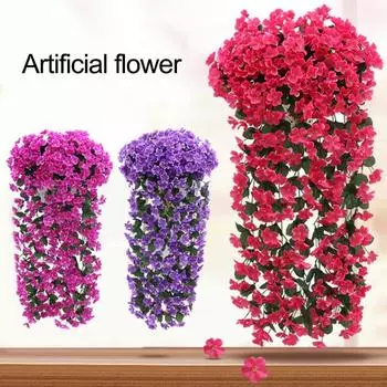 2 шт., подвесные искусственные фиолетовые лозы, устойчивые к ультрафиолетовому излучению, искусственные свисающие цветочные растения, пластиковые растения плюща, дома, свадьбы, в помещении, на открытом воздухе фиолетовый