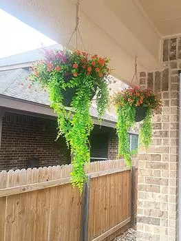 2 шт. подвесных зеленых растений, искусственная персидская трава, ротанг, искусственная трава, наружное украшение, устойчивые к ультрафиолетовому излучению пластиковые растения зелёный