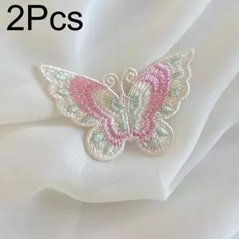 2 шт. полиэстер шелк DIY бабочка гладильные наклейки аксессуары для одежды юбки декоративные тканевые нашивки вышитые нашивки