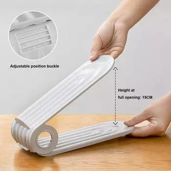 2 шт. полка для обуви, двухслойная полка для хранения обуви, экономит пространство, регулируемая по высоте, нескользящий органайзер для обуви, товары для дома 2pcs серый