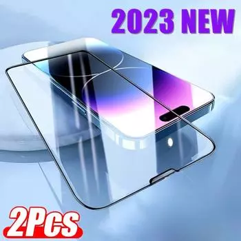 2 шт. полная защита экрана для iPhone 13 12 Mini 14 Pro Max закаленное стекло для iPhone 15 11Pro Max XR XS MAX 7 8Plus стекло iphone 11 чистый