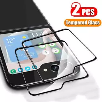 2 шт. полноэкранная крышка задняя маленькая защитная пленка для экрана закаленное стекло пленка сзади маленькое стекло для экрана для Samsung Galaxy Z Flip 5 Z Flip 5 чёрный