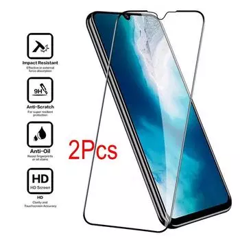 2 шт. полностью закаленное защитное стекло для Oneplus Nord CE 2 3 4 Lite 5G Vivo Y76 Y31 Y70 Y16 Y35 Y22S V29E V25E Y03 Y36 Y28 защитная пленка для экрана Vivo V23 5G чёрный