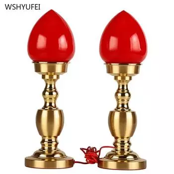 2 шт. полностью медный имитационный подсвечник, принадлежности для буддийского храма, предметы интерьера для гостиной, молитва о благоприятности 29x8.5cm