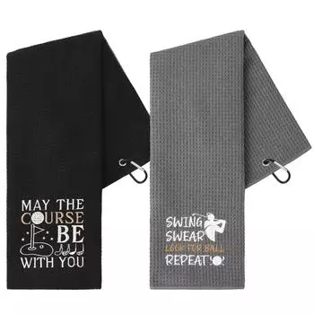 2 шт. Полотенце для гольфа, мягкое вышитое полотенце для гольфа с зажимом, забавное полотенце для гольфа, подарки, микрофибра, впитывающее, чистое, полотенца для мячей для гольфа, гольф H
