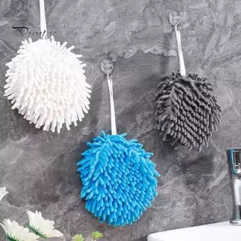 2 шт. Полотенце для рук с подвесным шнурком, хорошо впитывающее воду, быстросохнущее, из сверхтонкого волокна, утолщенное, многоразовое, для уборки кухни, ванной комнаты, полотенце белый/синий