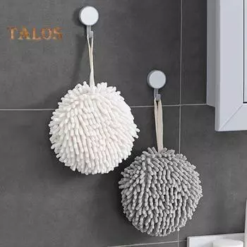 2 шт. Полотенце для рук с подвесным шнурком, хорошо впитывающее воду, быстросохнущее, из сверхтонкого волокна, утолщенное, многоразовое, для уборки кухни, ванной комнаты, полотенце белый/синий