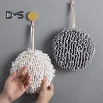 2 шт. Полотенце для рук с подвесным шнурком, хорошо впитывающее воду, быстросохнущее, из сверхтонкого волокна, утолщенное, многоразовое, для уборки кухни, ванной комнаты, полотенце синий/белый