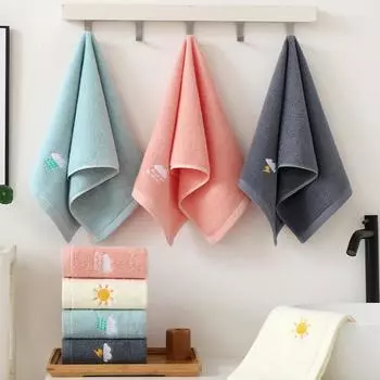 2 шт. Полотенце с вышитым узором, хлопковое полотенце, прекрасное мягкое впитывающее банное полотенце, утолщенное банное полотенце для пары 25x50cm белый