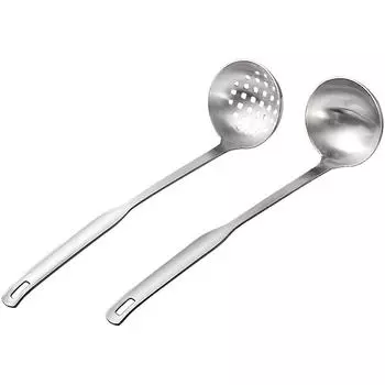 2 шт. половник для супа, дуршлаг, столовые приборы с металлической глазурью, сервировочная посуда с длинной ручкой, стальная ложка с прорезями, набор кухонных принадлежностей для тушеного мяса