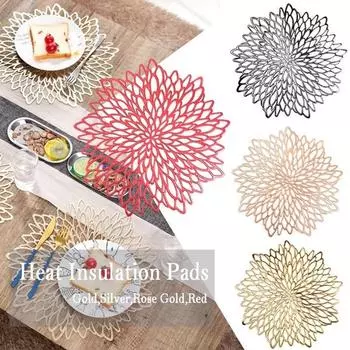 2 шт., полые изоляционные подставки из ПВХ, коврик для настольной чаши, домашний рождественский декор, термостойкая подставка для столовых приборов в форме цветка для обеденного стола золотой