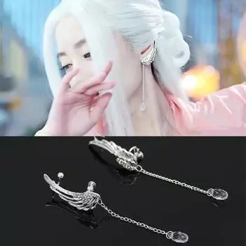 2 шт. полые крылья ангела, длинные серьги с кисточками, женские милые хрустальные стразы, серьги-манжеты, клипсы, ювелирные изделия с бриллиантами 1PA