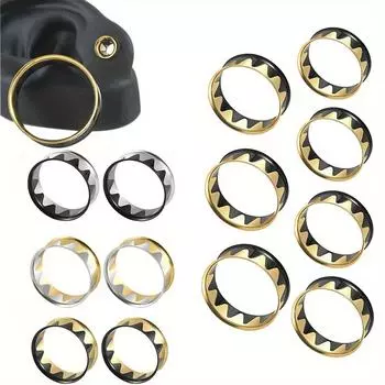 2 шт. полые серьги из нержавеющей стали, двухцветные механизмы для сращивания ушей, простые аксессуары для расширения ушей с двойным рогом 6mm