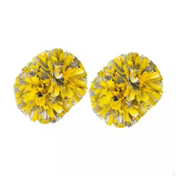 2 шт. помпонов для черлидинга, помпоны для группы поддержки с ручкой для церемоний жёлтый