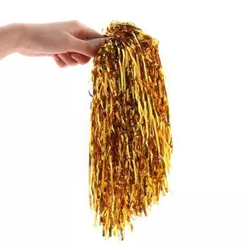 2 шт. помпоны для черлидинга с пластиковой ручкой, красочные помпоны из металлической фольги для энергичных спортивных танцев, реквизит для черлидинга для женщин синий