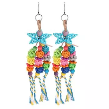 2 шт. попугаи ротанговый шарик жевательная игрушка клетка подвесная птица кусающая веревка аксессуар для домашних животных