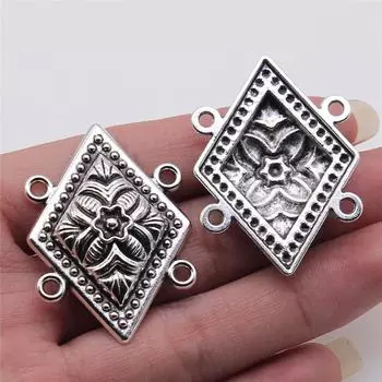 2 шт., пористые соединители с цветком, цепочка для тела, подвески, ювелирные изделия, античное серебро, цвет 31x43 мм, ожерелье, аксессуары