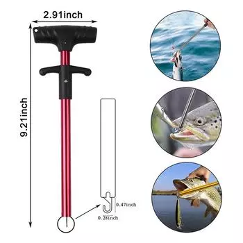 2 шт. портативный алюминиевый инструмент для извлечения рыболовных крючков Т-образный съемник крючков сепаратор для извлечения рыболовных крючков красный