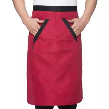 2 шт. поварской фартук мягкий влаговпитывающий дышащий полиэстер мужской полуфартук с карманами красный