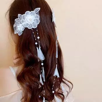 2 шт. повязка на голову с кисточками, многоцелевые свадебные аксессуары для волос, сладкая женская сексуальная грация, свадебные украшения, лепесток, длинная лента