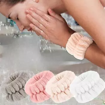 2 шт., повязка на запястье для спа, повязка на запястье из микрофибры, полоска для полотенец для мытья лица, впитывающая повязка на запястье, предотвращающая попадание жидкости на браслет белый