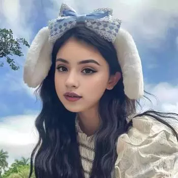 2 шт. повязки на голову для девочек с кружевным бантом и плюшевыми животными с длинными ушами