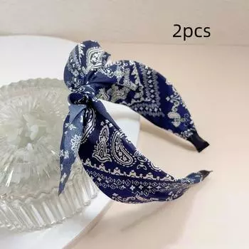 2 шт. Повязки на голову для женщин Модная повязка на голову с узлом сверху и бантом Милая повязка-тюрбан с кроличьими ушками Аксессуары для волос для девочек