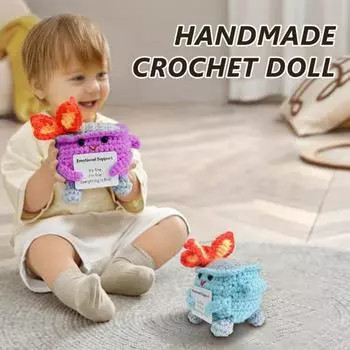 2 шт. Позитивный крючком мусорный контейнер с изображением пламени и вдохновляющей открыткой для эмоциональной поддержки, ручная вязка A