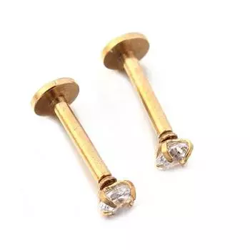 2 шт. позолоченные серьги-гвоздики с цирконием для губ, ушных хрящей, серьги, украшения для пирсинга