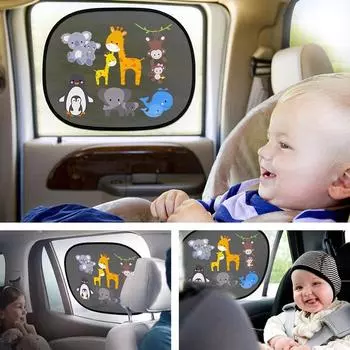 2 шт. практичные детские оконные солнцезащитные козырьки для детей, складные автомобильные козырьки от солнца в виде животных