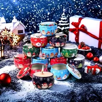2 шт. Праздничные рождественские банки для свечей, разноцветные, металлические жестяные коробки на 2,2 унции, для изготовления свечей, украшений, праздничных принадлежностей и подарочных банок 2pcs empty Jars разноцветный