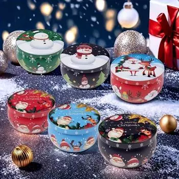 2 шт. Праздничные рождественские банки для свечей, разноцветные, металлические жестяные коробки на 2,2 унции, для изготовления свечей, украшений, праздничных принадлежностей и подарочных банок 2pcs empty Jars разноцветный