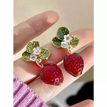 2 шт. Прекрасные женские серьги с фруктами и клубникой Романтичный подарок на День святого Валентина