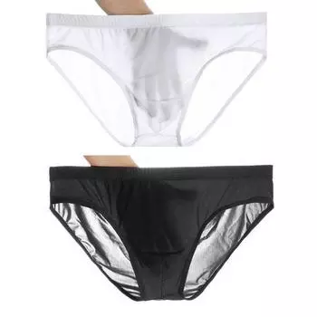 2 шт. Премиальное мужское прозрачное треугольное нижнее белье из ледяного шелка - Ощущение обнаженности Ультратонкое Дышащее Сексуальный дизайн Большой размер Бесшовные Роскошные трусы M