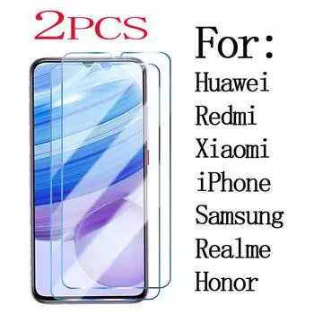 2 шт. Премиум 9H закаленное стекло защитная пленка для экрана для IPhone Samsung Huawei Honor Xiaomi Redmi Realme