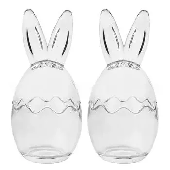 2 шт. Премиум стеклянная банка Мини Яйцо для хранения 2 упаковки/лот Пасхальный кролик Ухо Банка Маленькая Яйцо для хранения Прозрачная стеклянная чашка Ухо