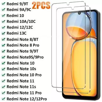 2 шт. Премиум закаленное стекло Xiaomi Redmi Note 12 11 Pro 9S 10S Защитная пленка для экрана Redmi Note 10 9 8 Pro 12 13C 10C 9A 9C 9T Note7 чистый