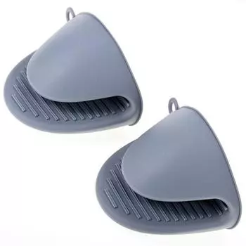 2 шт. Прихватки для духовки, силиконовые термостойкие прихватки, нескользящие перчатки, держатели для посуды, прихватки для выпечки, кухонные рукавицы серый